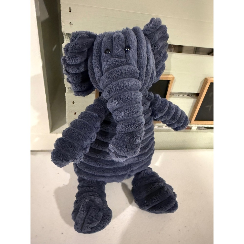 Jellycat Cordy Roy Elephant Medium Navy Blue Corduroy Plush Retired ROY3E 10"
